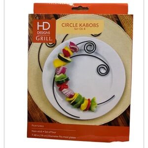 Brand New Charcoal Circle Kabobs Set of 4 Stainless Steel Circular Skewe…